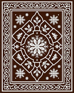 Elegant White Floral Medallion Brown Rug