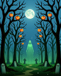 Spooky Ghostly Halloween Forest Moonlit Scene Rug