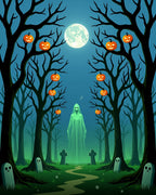 Spooky Ghostly Halloween Forest Moonlit Scene Rug