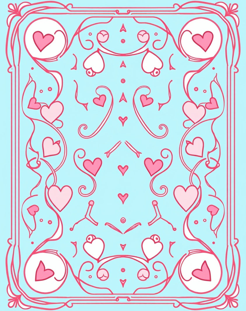 Sweet Pink Heart Art Nouveau Rug