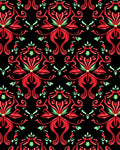 Crimson Black Floral Medallion Rug