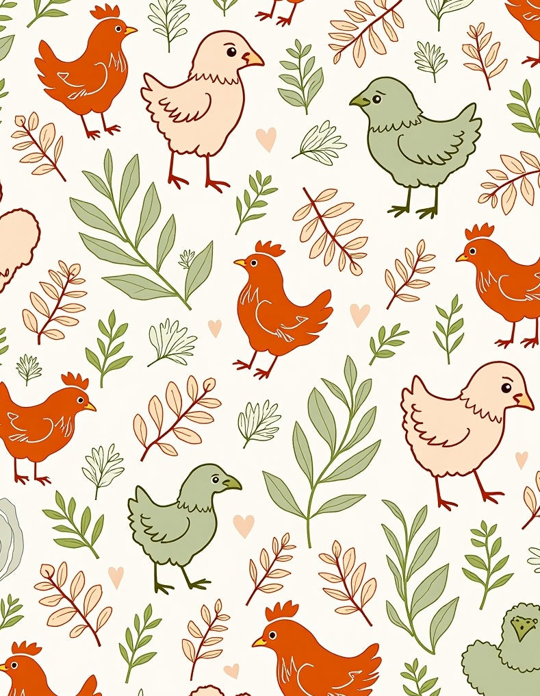 Farming Fun Chicken Foliage Repeat Rug