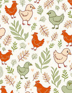 Farming Fun Chicken Foliage Repeat Rug