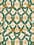 Festive Green Garland Gold Bow Snowflake Rug