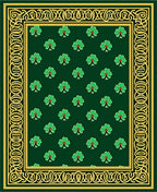 Lucky Green Clover Floral Border Rug
