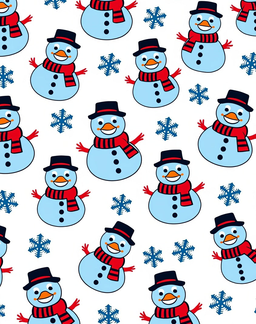 Happy Blue Snowmen Winter Snowflakes Rug