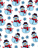 Happy Blue Snowmen Winter Snowflakes Rug