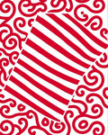 Red White Diagonal Stripe Swirls Rug