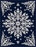 Deep Navy White Laurel Medallion Rug