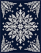 Deep Navy White Laurel Medallion Rug