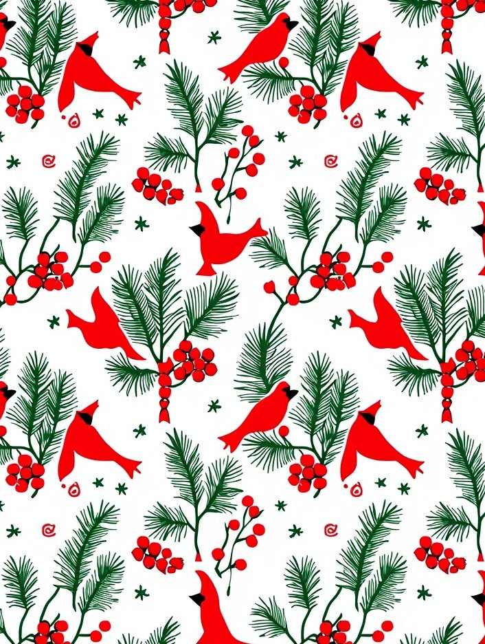Red Cardinal Winter Berry Pine Boughs Rug