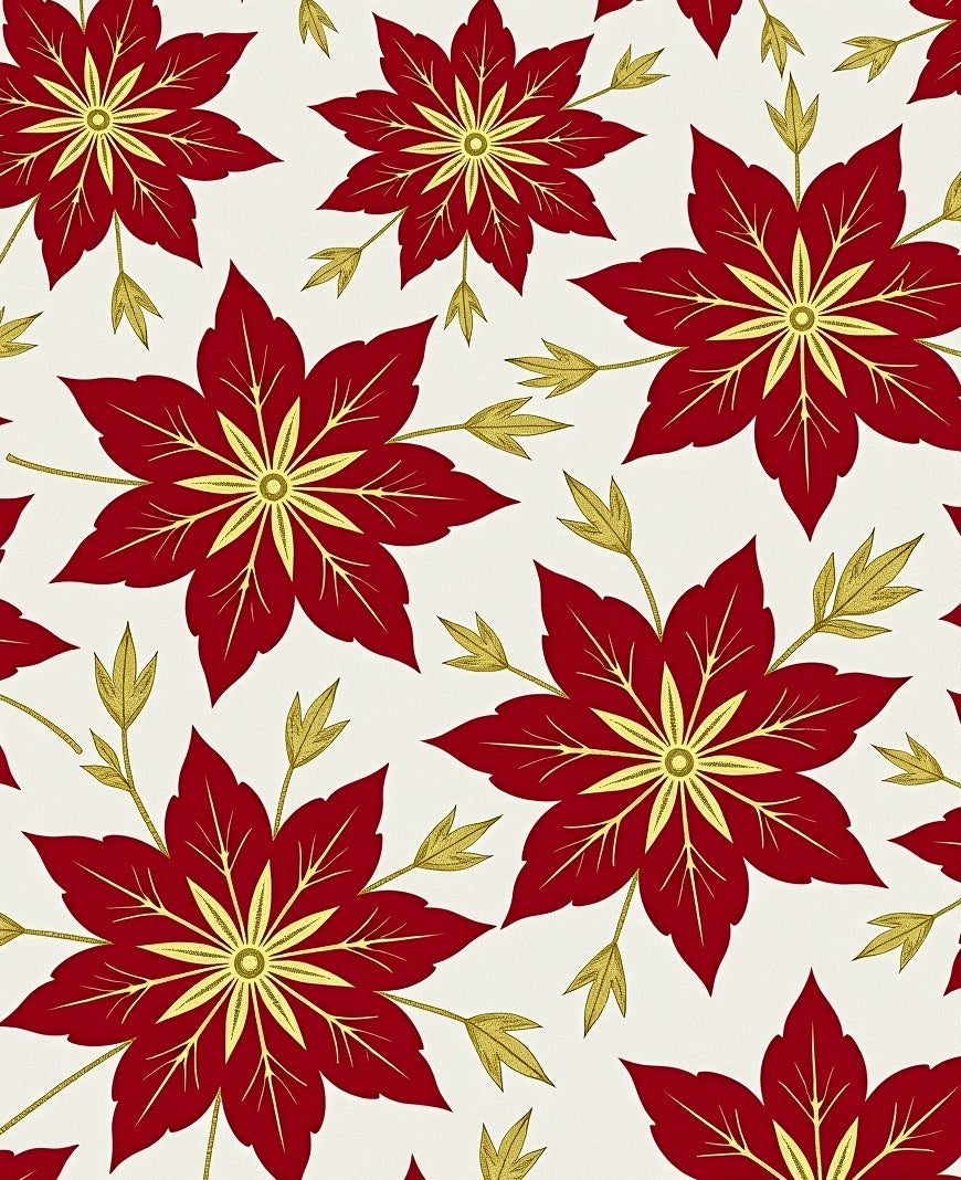 Crimson Gold Floral Bloom Layout Rug