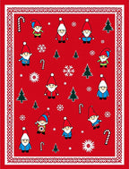 Festive Gnomes Candy Canes Trees Rug