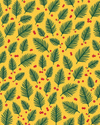 Golden Yellow Green Leaf Berry Collection Rug