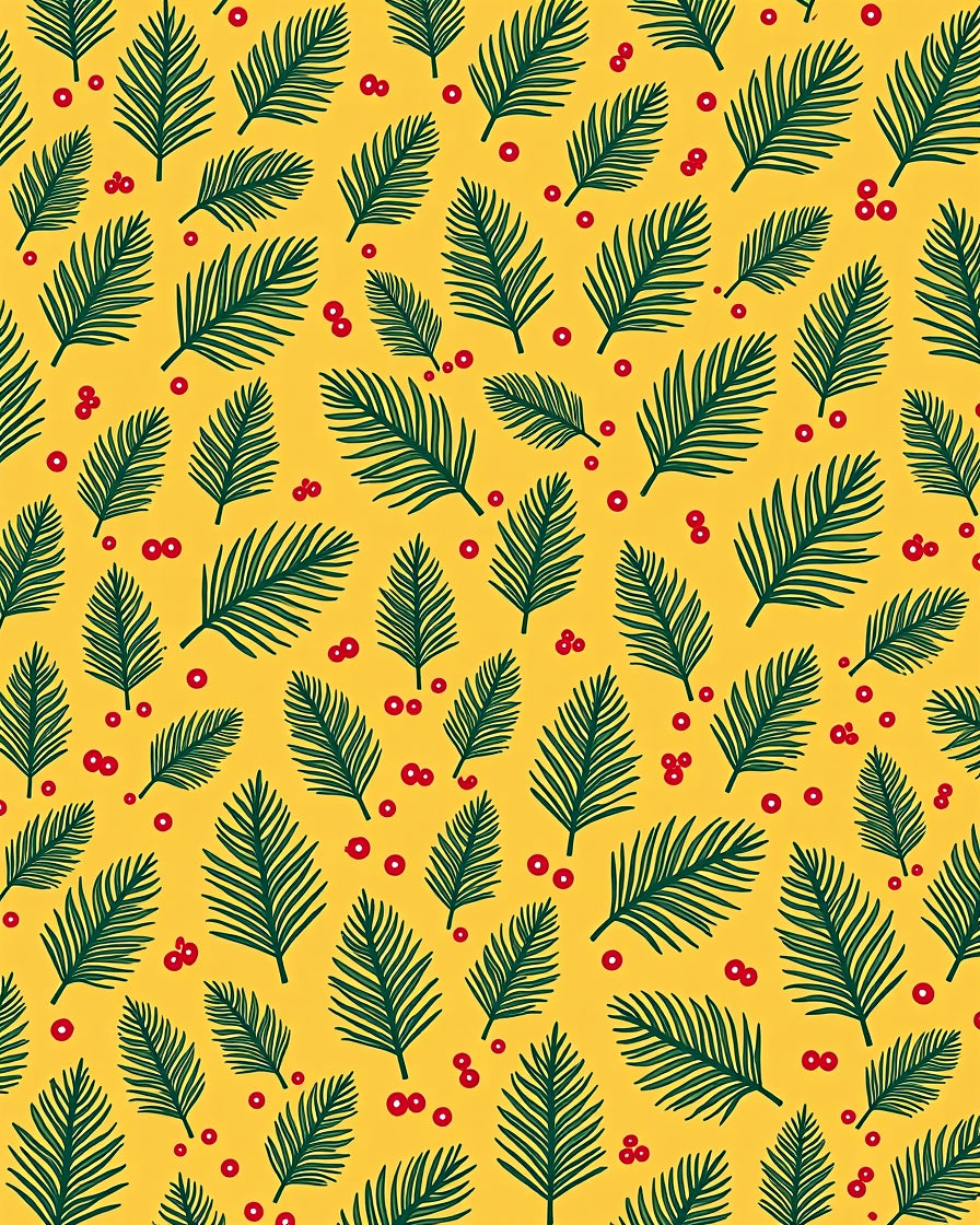 Golden Yellow Green Leaf Berry Collection Rug