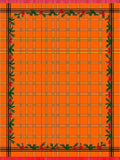 Orange Plaid Floral Border Rug