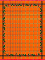 Orange Plaid Floral Border Rug