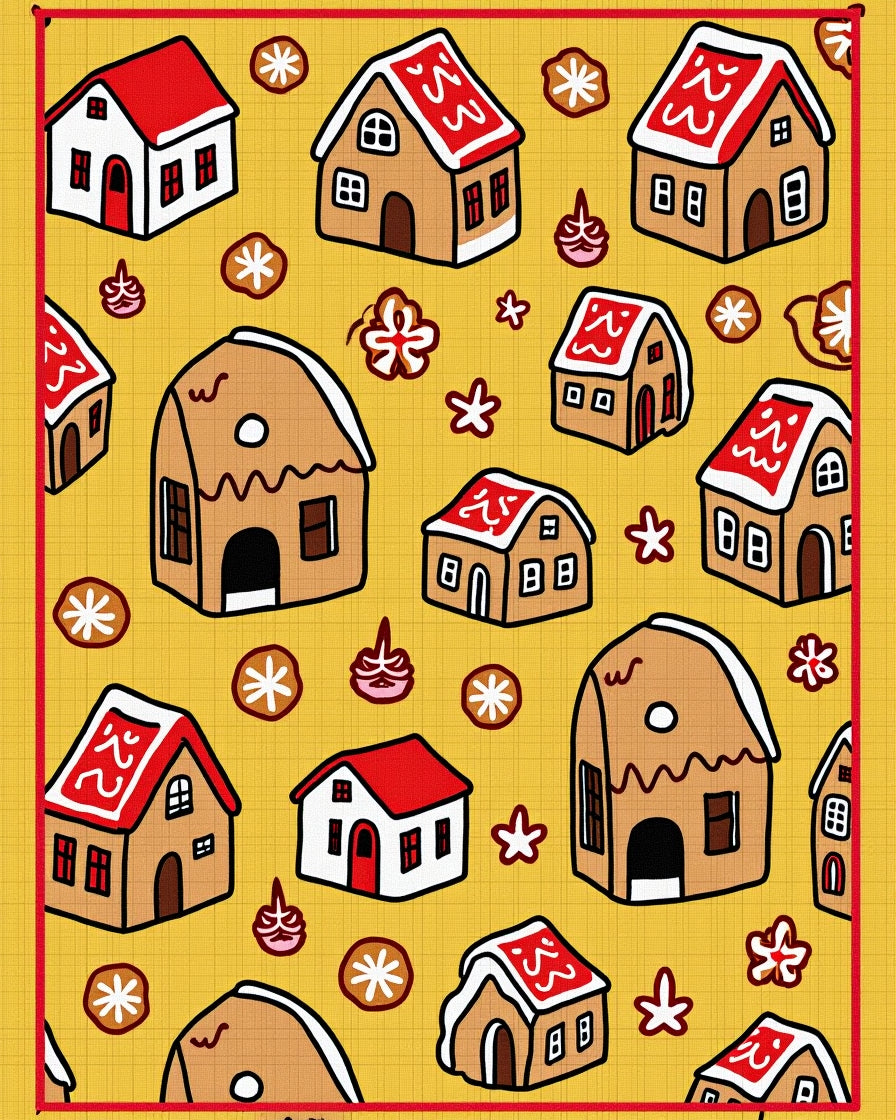 Golden Yellow Gingerbread House Collection Rug
