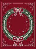 Holiday Wreath Red Bows Snowflakes Border Rug