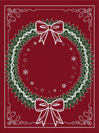 Holiday Wreath Red Bows Snowflakes Border Rug