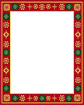 Crimson Gold Green Folk Floral Border Rug