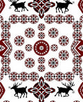 Crimson Deer Red Medallion Scene Rug