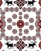 Crimson Deer Red Medallion Scene Rug