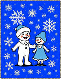 Happy Snowman Family Snowflake Collection Rug