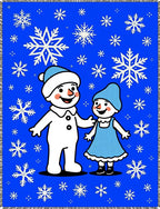 Happy Snowman Family Snowflake Collection Rug