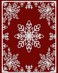 Crimson White Symmetrical Snowflakes Rug