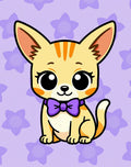 Cute Foxy Orange Cat Purple Bow Rug