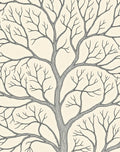 Cream and Charcoal Branchy Tree Illustration Rug