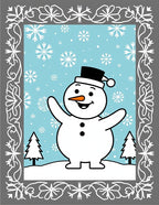 Cheerful Snowman Winter Snowflake Scene Rug