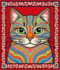 Vibrant Psychedelic Cat Face Rug