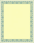 Pale Yellow Teal Ornate Border Rug