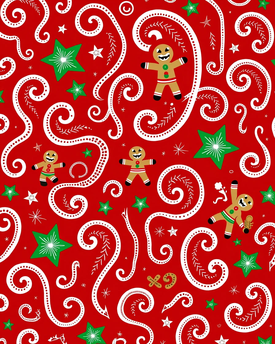Whimsical Red Gingerbread Man Stars Rug