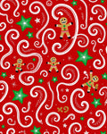 Whimsical Red Gingerbread Man Stars Rug