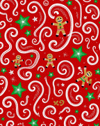 Whimsical Red Gingerbread Man Stars Rug