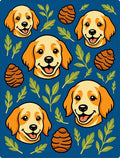 Golden Retriever Leaves Pinecone Medley Rug