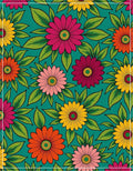 Vibrant Emerald Daisy Floral Grove Rug