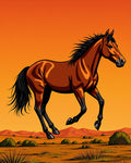 Galloping Horse Sunset Desert Scene Rug