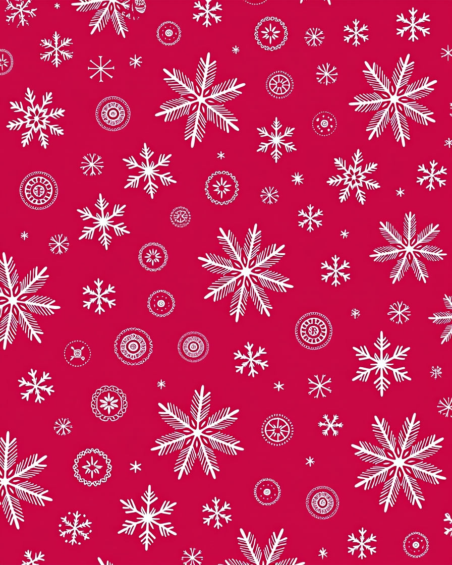 Winter Snowflakes Crimson Medallion Rug