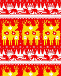Red Yellow Festive Reindeer Woodland Rug