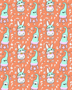 Whimsical Mint Bunny Cloud Characters Rug