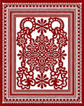 Crimson Intricate Floral Medallion Frame Rug