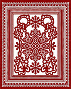 Crimson Intricate Floral Medallion Frame Rug