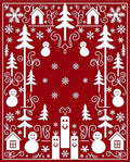 Christmas Red White Snowman Tree Border Rug