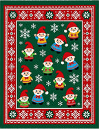 Festive Gnome Snowflakes Green Red Rug