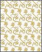 Golden Botanical Branches Swirl Rug