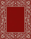 Crimson Ivory Swirling Floral Border Rug